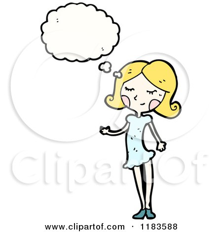 Cartoon of a Woman Thinking - Royalty Free Vector Illustration by lineartestpilot