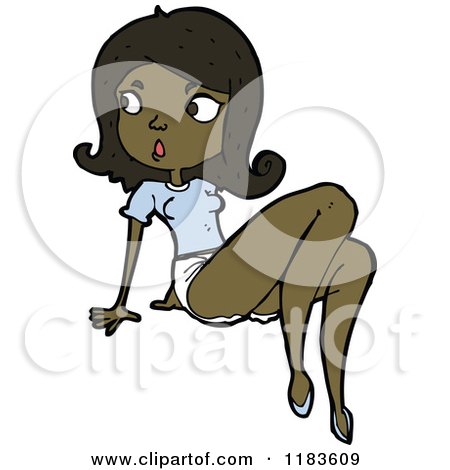 Cartoon of a Black Pinup Girl - Royalty Free Vector Illustration by lineartestpilot