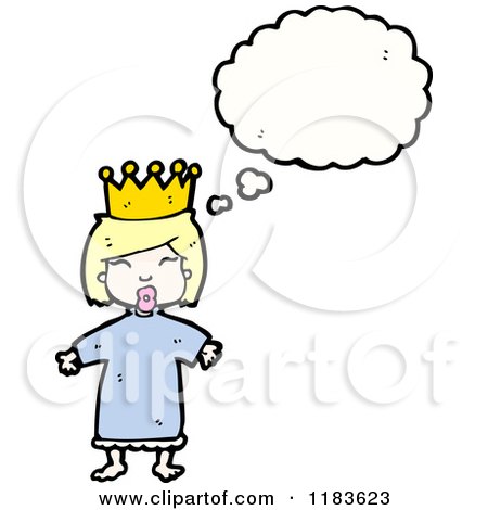Cartoon of a Queen Thinking - Royalty Free Vector Illustration by lineartestpilot