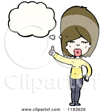 Cartoon of a Woman Thinking and Pointing - Royalty Free Vector Illustration by lineartestpilot