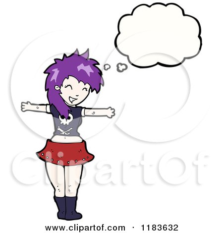 Cartoon of a Punk Woman Thinking - Royalty Free Vector Illustration by lineartestpilot