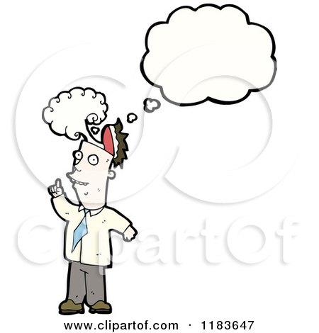 Cartoon of a Man Thinking and Blowing His Top - Royalty Free Vector Illustration by lineartestpilot