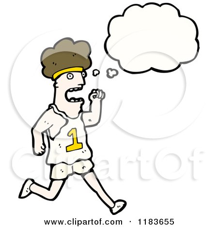 Cartoon of a Man Playing SportsThinking - Royalty Free Vector Illustration by lineartestpilot