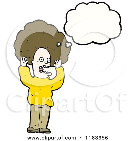 Cartoon of a Man with an AfroThinking - Royalty Free Vector Illustration by lineartestpilot