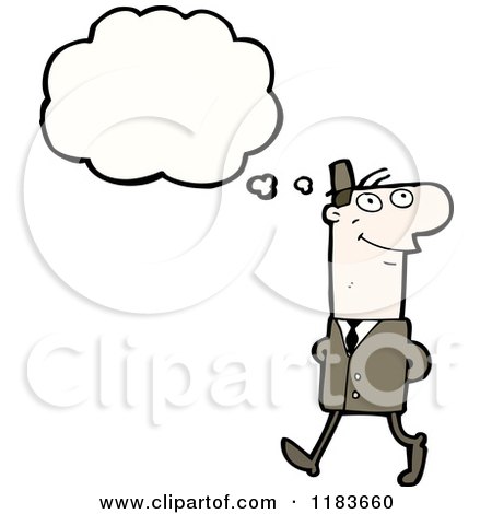 Cartoon of a Man Wearing a Suit Thinking - Royalty Free Vector Illustration by lineartestpilot