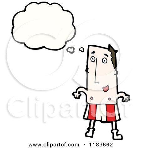 Cartoon of a Man Wearing Swim Trunks Thinking - Royalty Free Vector Illustration by lineartestpilot