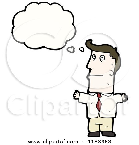 Cartoon of a Man Waering a Tie Thinking - Royalty Free Vector Illustration by lineartestpilot