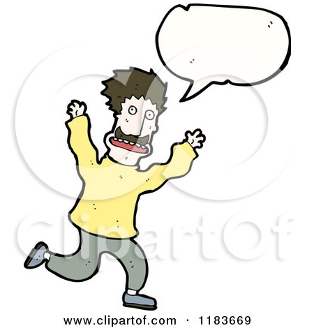 Cartoon of a Man Running and Yelling - Royalty Free Vector Illustration by lineartestpilot