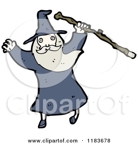 Cartoon of a Wizard - Royalty Free Vector Illustration by lineartestpilot