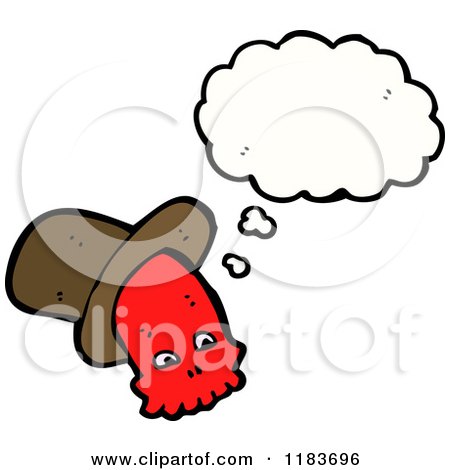 Cartoon of a Thinking Skull with a Hat - Royalty Free Vector Illustration by lineartestpilot
