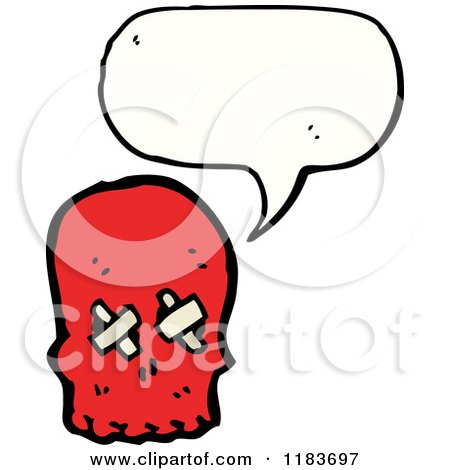 Cartoon of a Red Skull Speaking - Royalty Free Vector Illustration by lineartestpilot