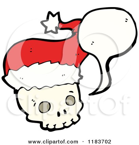 Cartoon of a Speaking Skull Wearing a Santa Hat - Royalty Free Vector Illustration by lineartestpilot