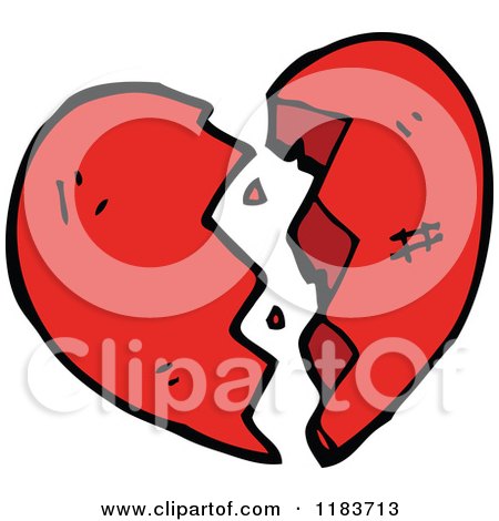Cartoon of a Broken Heart - Royalty Free Vector Illustration by lineartestpilot