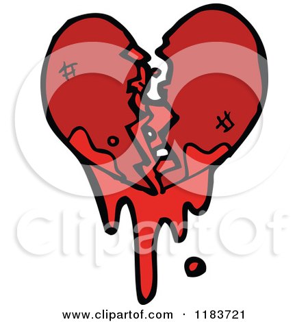 Cartoon of a Broken Heart - Royalty Free Vector Illustration by lineartestpilot