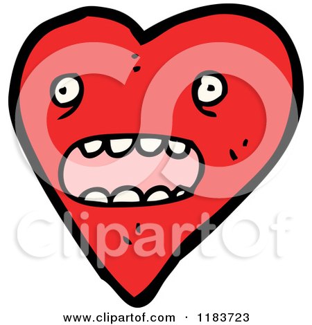 Cartoon of a Heart with a Face - Royalty Free Vector Illustration by lineartestpilot