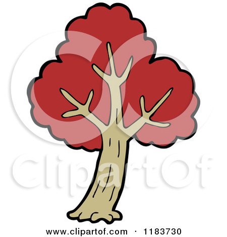 Cartoon of a Tree in Autumn - Royalty Free Vector Illustration by lineartestpilot