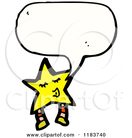 Cartoon of a Yellow Star Speaking - Royalty Free Vector Illustration by lineartestpilot