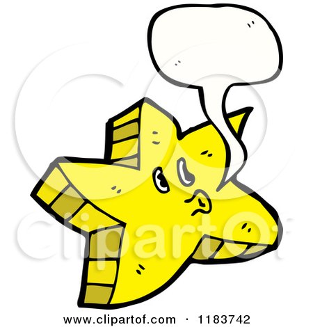 Cartoon of a Yellow Star Speaking - Royalty Free Vector Illustration by lineartestpilot