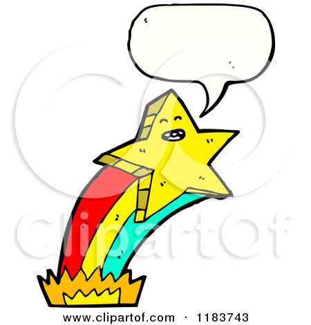 Cartoon of a Yellow Star and Rainbow Speaking - Royalty Free Vector Illustration by lineartestpilot