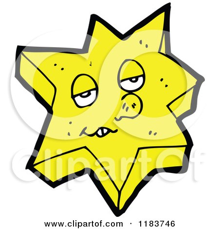 Cartoon of a Star with a Face - Royalty Free Vector Illustration by lineartestpilot