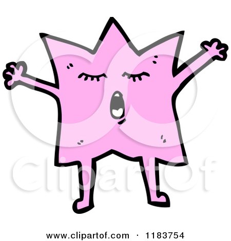 Cartoon of a Pink Star with a Face and Legs - Royalty Free Vector Illustration by lineartestpilot