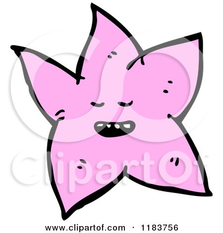 Cartoon of a Pink Star with a Face - Royalty Free Vector Illustration by lineartestpilot