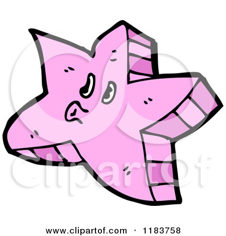 Cartoon of a Pink Star with a Face - Royalty Free Vector Illustration by lineartestpilot
