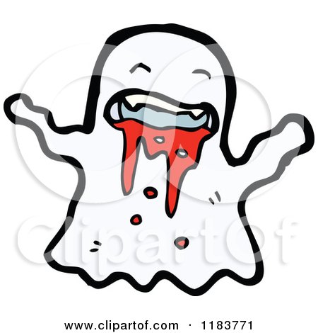 Cartoon of a Bloody Ghost - Royalty Free Vector Illustration by lineartestpilot