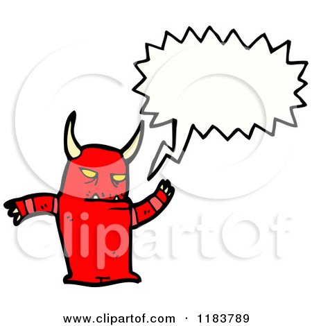 Cartoon of a Horned Monster Speaking - Royalty Free Vector Illustration by lineartestpilot