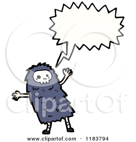 Cartoon of a Skull Monster Speaking - Royalty Free Vector Illustration by lineartestpilot