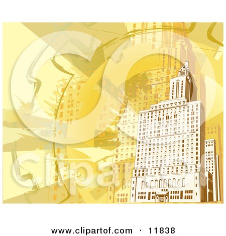 Yellow and Orange Toned Building Background Clipart Illustration by AtStockIllustration