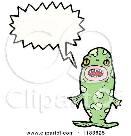 Cartoon of a Fish Monster Speaking - Royalty Free Vector Illustration by lineartestpilot