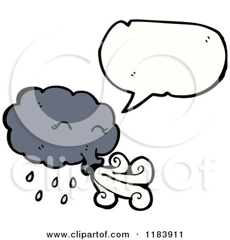 Cartoon of a Windy Storm Cloud Speaking - Royalty Free Vector Illustration by lineartestpilot
