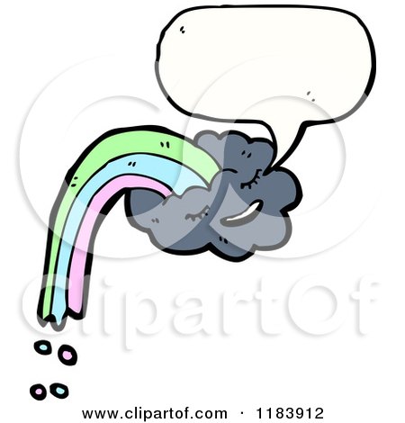 Cartoon of a Storm Cloud with a Rainbow Speaking - Royalty Free Vector Illustration by lineartestpilot