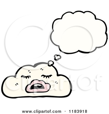 Cartoon of a Thinking Cloud - Royalty Free Vector Illustration by lineartestpilot