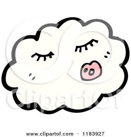 Cartoon of a Cloud with a Face - Royalty Free Vector Illustration by lineartestpilot