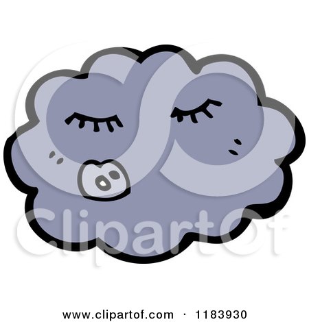 Cartoon of a Storm Cloud with a Face - Royalty Free Vector Illustration by lineartestpilot