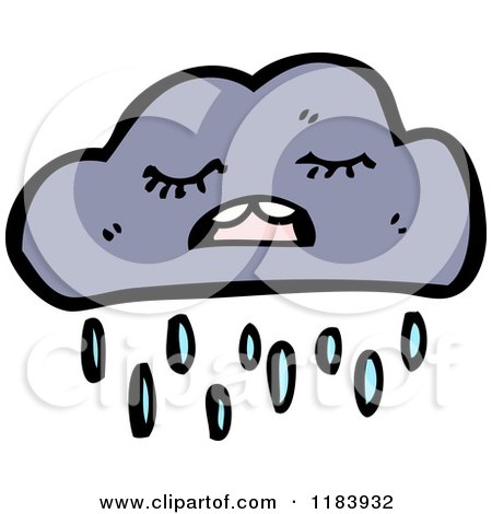 Cartoon of a Rain Cloud with a Face - Royalty Free Vector Illustration by lineartestpilot