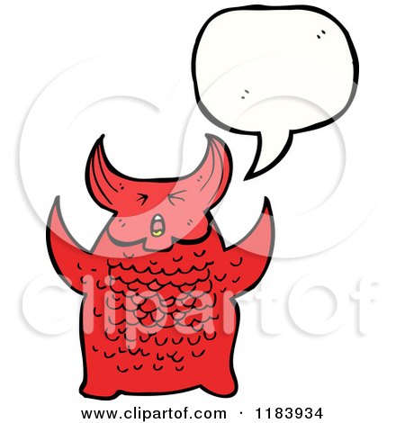 Cartoon of a Red Devil Speaking - Royalty Free Vector Illustration by lineartestpilot