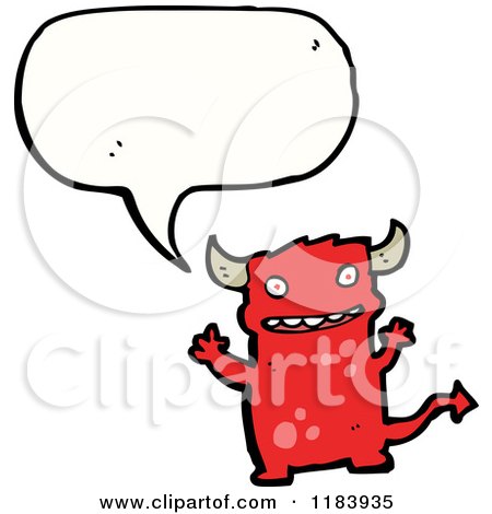 Cartoon of a Red Devil Speaking - Royalty Free Vector Illustration by lineartestpilot