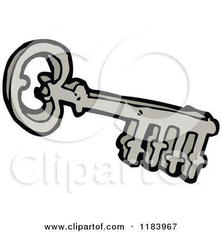 Cartoon of a Silver Key - Royalty Free Vector Illustration by lineartestpilot
