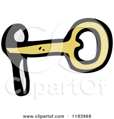 Cartoon of a Key in a Lock - Royalty Free Vector Illustration by lineartestpilot