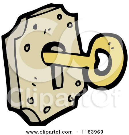 Cartoon of a Key in a Lock - Royalty Free Vector Illustration by lineartestpilot