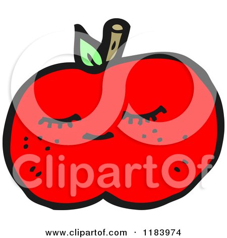 Cartoon of a Red Apple - Royalty Free Vector Illustration by lineartestpilot