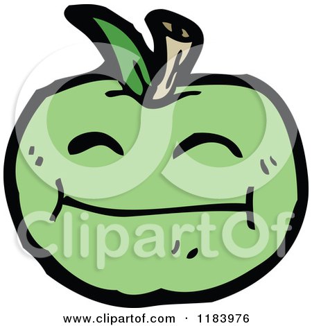 Cartoon of a Green Apple - Royalty Free Vector Illustration by lineartestpilot