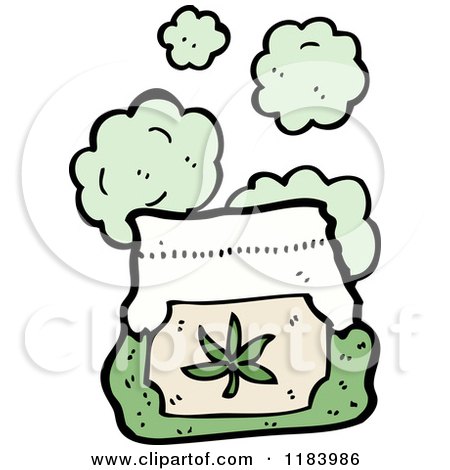 Cartoon of a Bag with a Marijuana Leaf - Royalty Free Vector Illustration by lineartestpilot