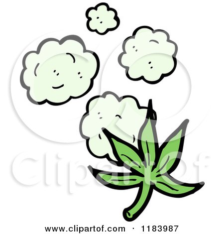 Cartoon of a Marijuana Leaf with Smoke Puffs - Royalty Free Vector Illustration by lineartestpilot