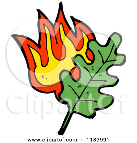 Cartoon of a Burning Leaf - Royalty Free Vector Illustration by lineartestpilot