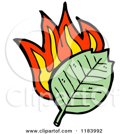 Cartoon of a Burning Leaf - Royalty Free Vector Illustration by lineartestpilot
