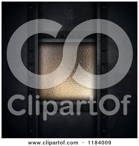 Clipart of a 3d Dark Concrete Background and Metal - Royalty Free CGI Illustration by KJ Pargeter